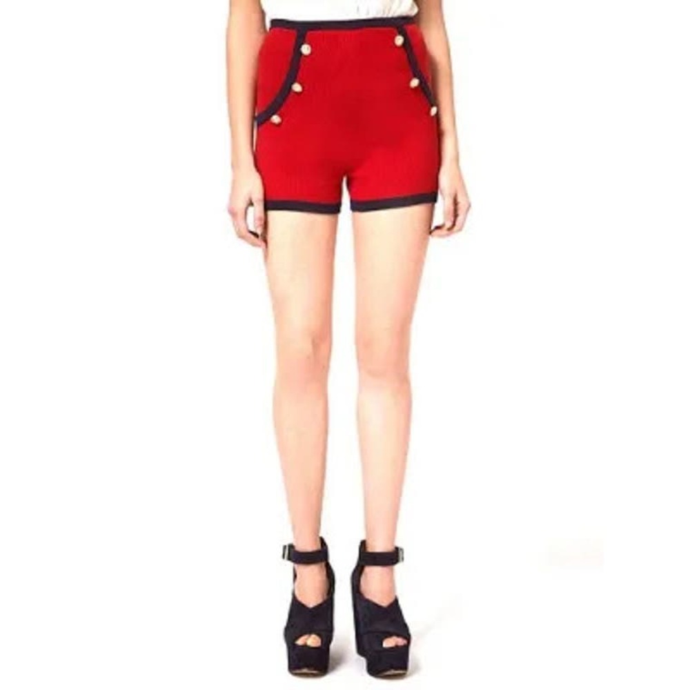 NWT ASOS‎ Red & Navy Nautical Ribbed Knit Women's Shorts 8